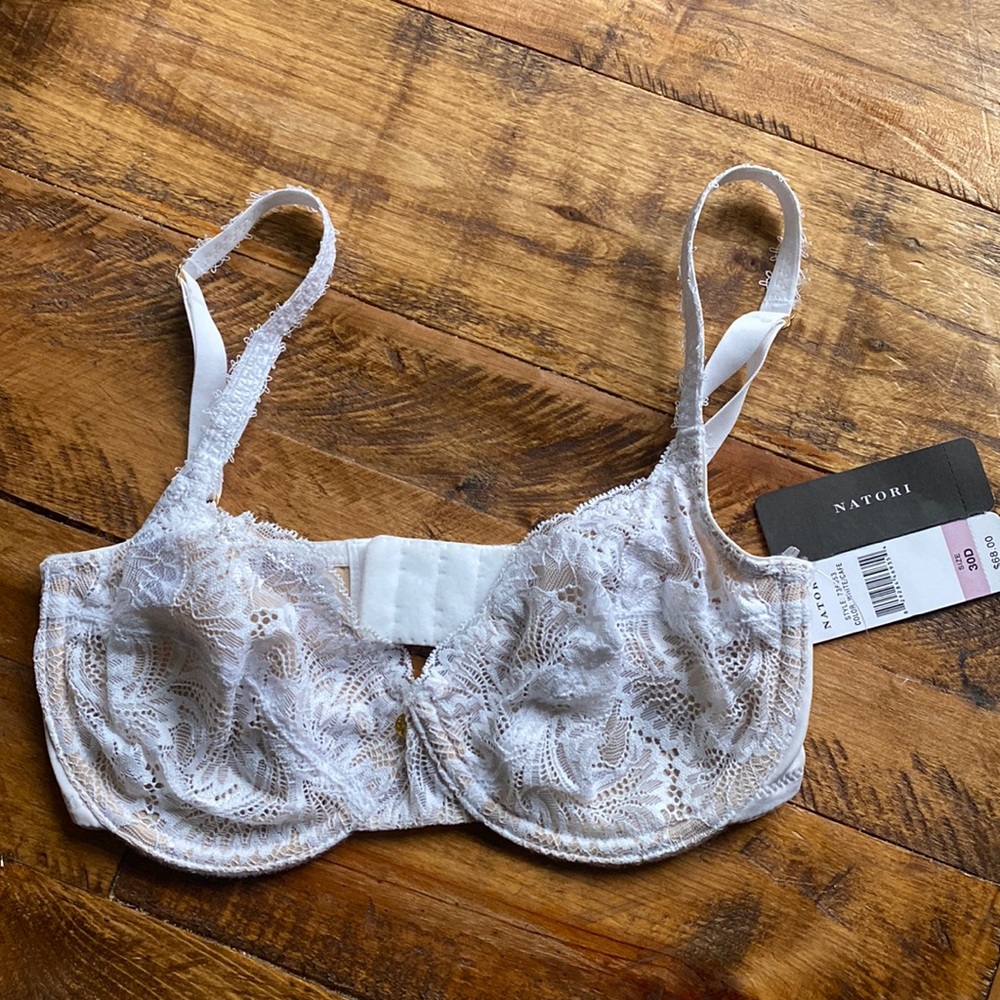 NATORI FATALE STYLE 736053 WHITE / CAFE UNDERWIRE BRA 30 D NEW